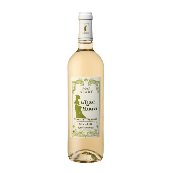 Bouteille de La Vigne de Madame, vin blanc sec aromatique des Côtes Catalanes